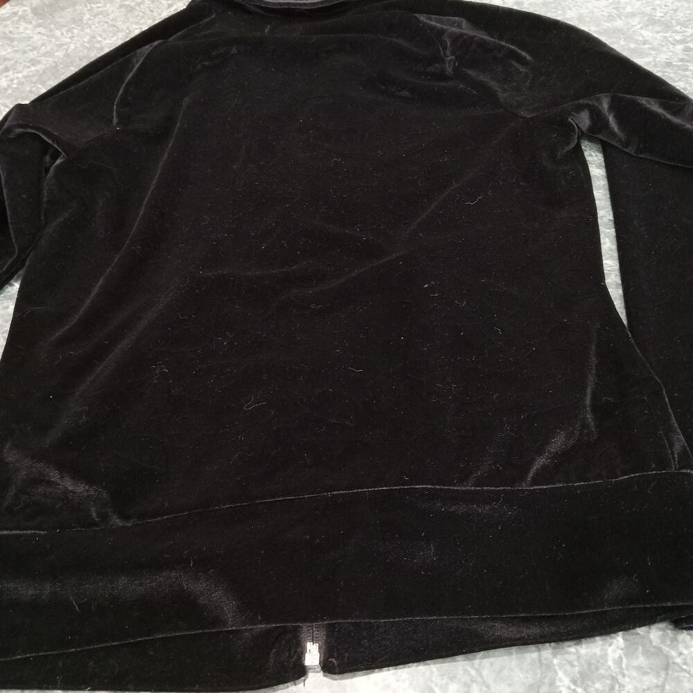 Baby Phat Track Jacket Women's Black Sz S Cat Embossed Velvet Zip Up 90's Y2K - Picture 9 of 13